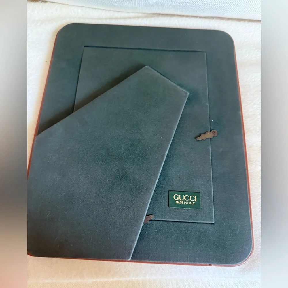 Gucci VTG Circa 1970 Cognac Genuine Leather Picture Frame 8x10